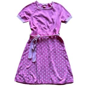 Lilly Pulitzer Girls Pink Polka Dot Belted Sweater Dress Size XL 12-14